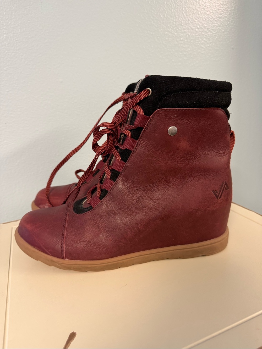 Forsake Alma Women’s 9.5 Burgundy Leather Waterproof Wedge Winter Boots